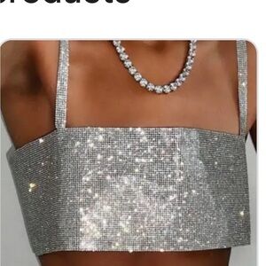 White Fox Silver Sequin Women's Top